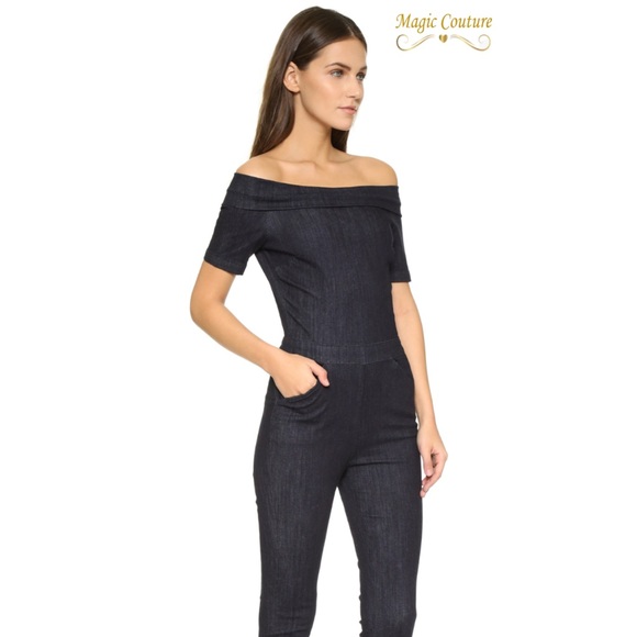 ❌SOLD❌3x1 Dark Wash Denim Off the Shoulder Jumpsuit💙💙💙 - Picture 2 of 13